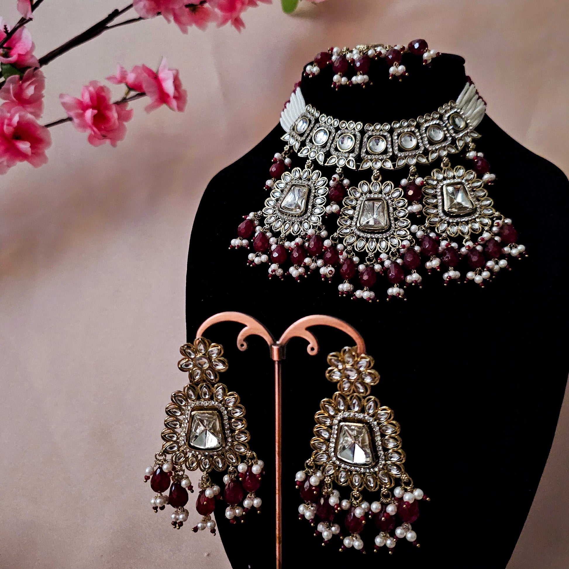 KUCHMA0155 - Gold Plated Kundan Necklace Set
