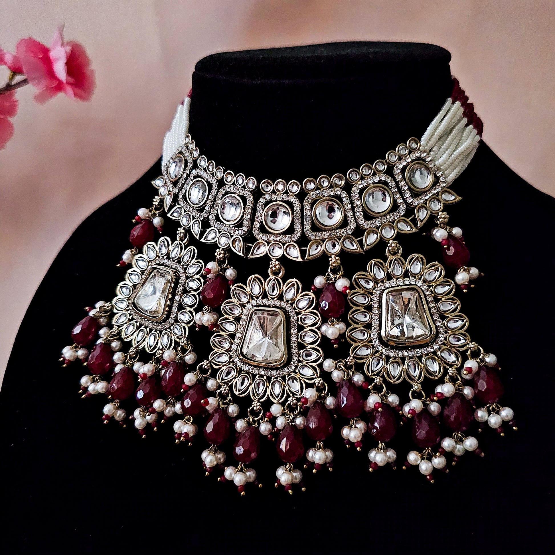 KUCHMA0155 - Gold Plated Kundan Necklace Set