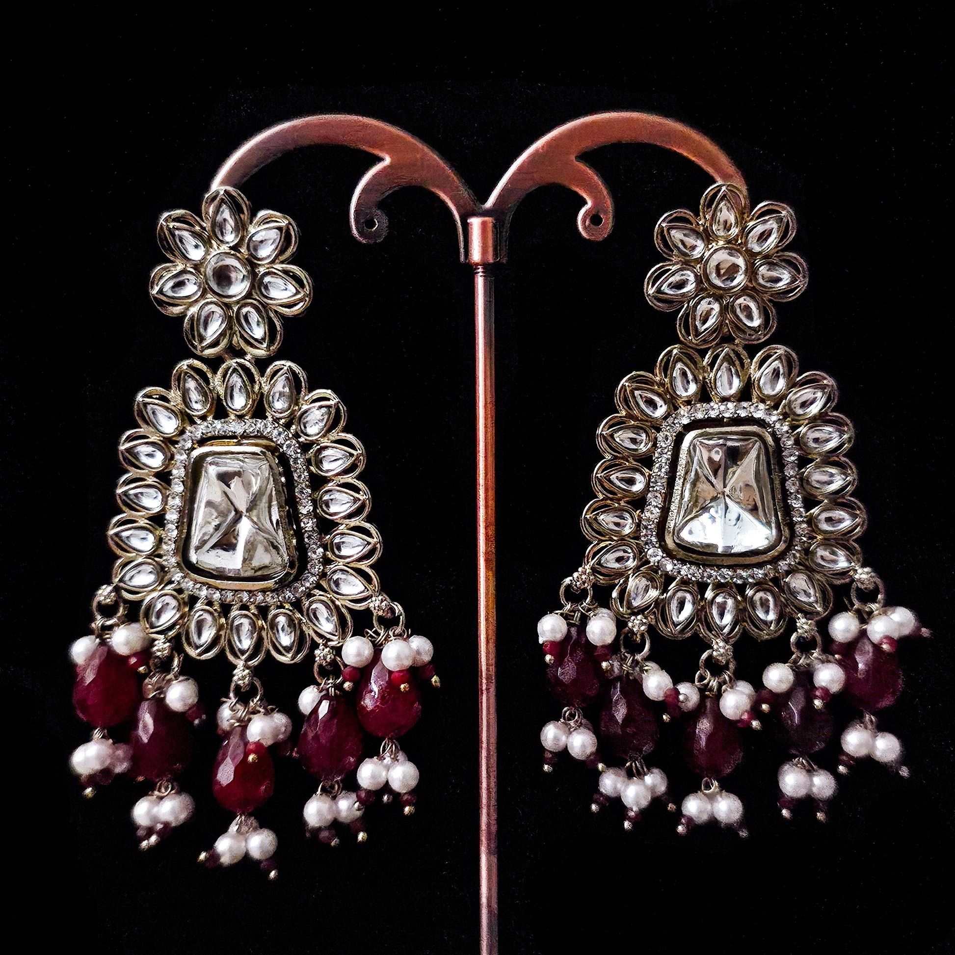 KUCHMA0155 - Gold Plated Kundan Necklace Set