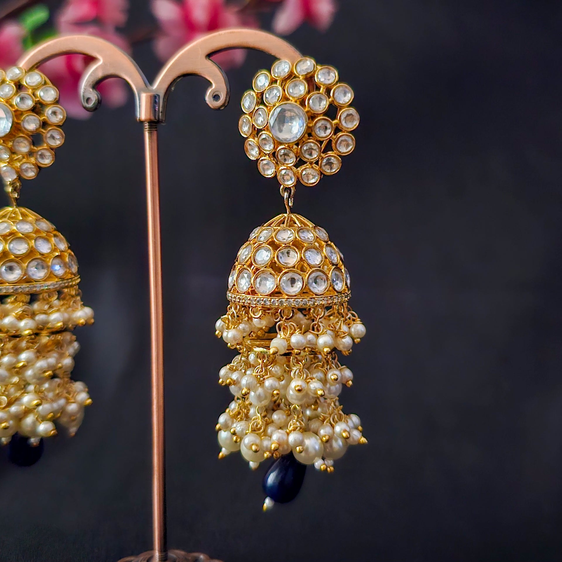 POEABL0199 - Gold-Plated Polki Jhumki Earrings