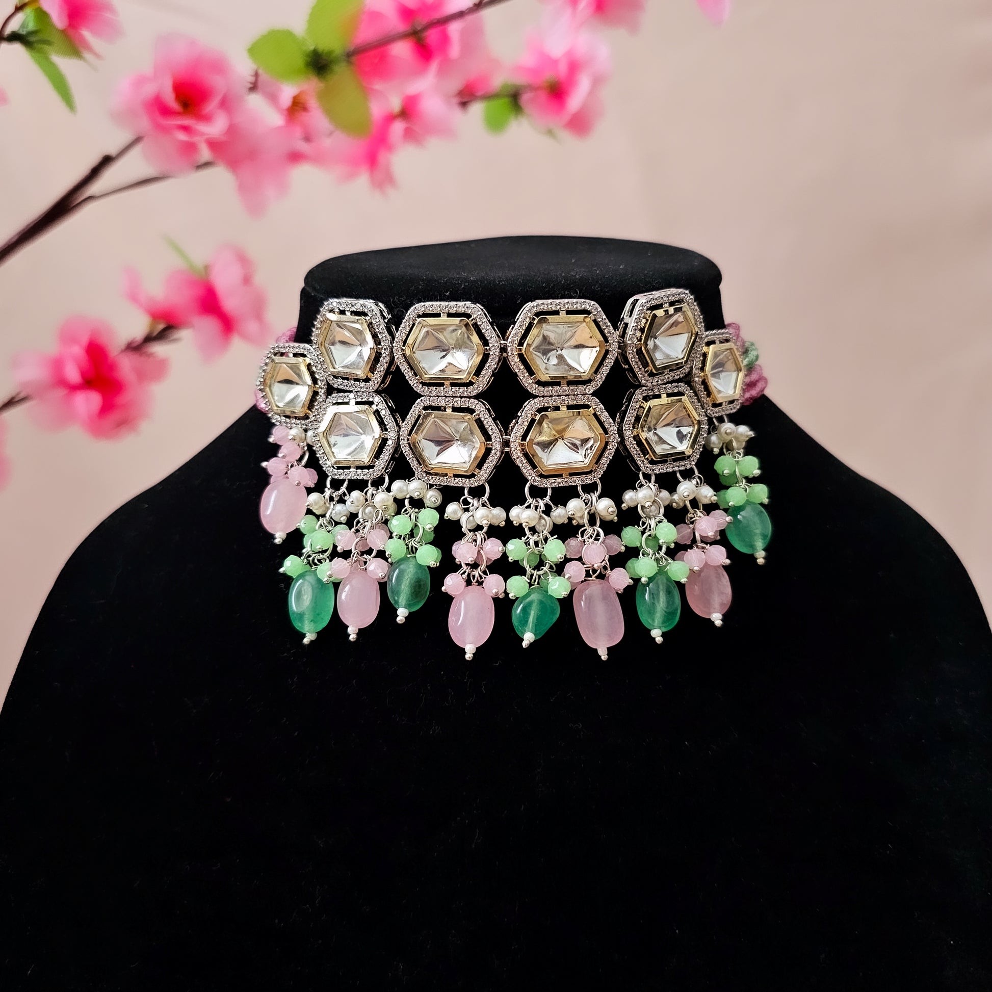 MOCHMC20147 - Silver-Plated Moissanite Choker Set