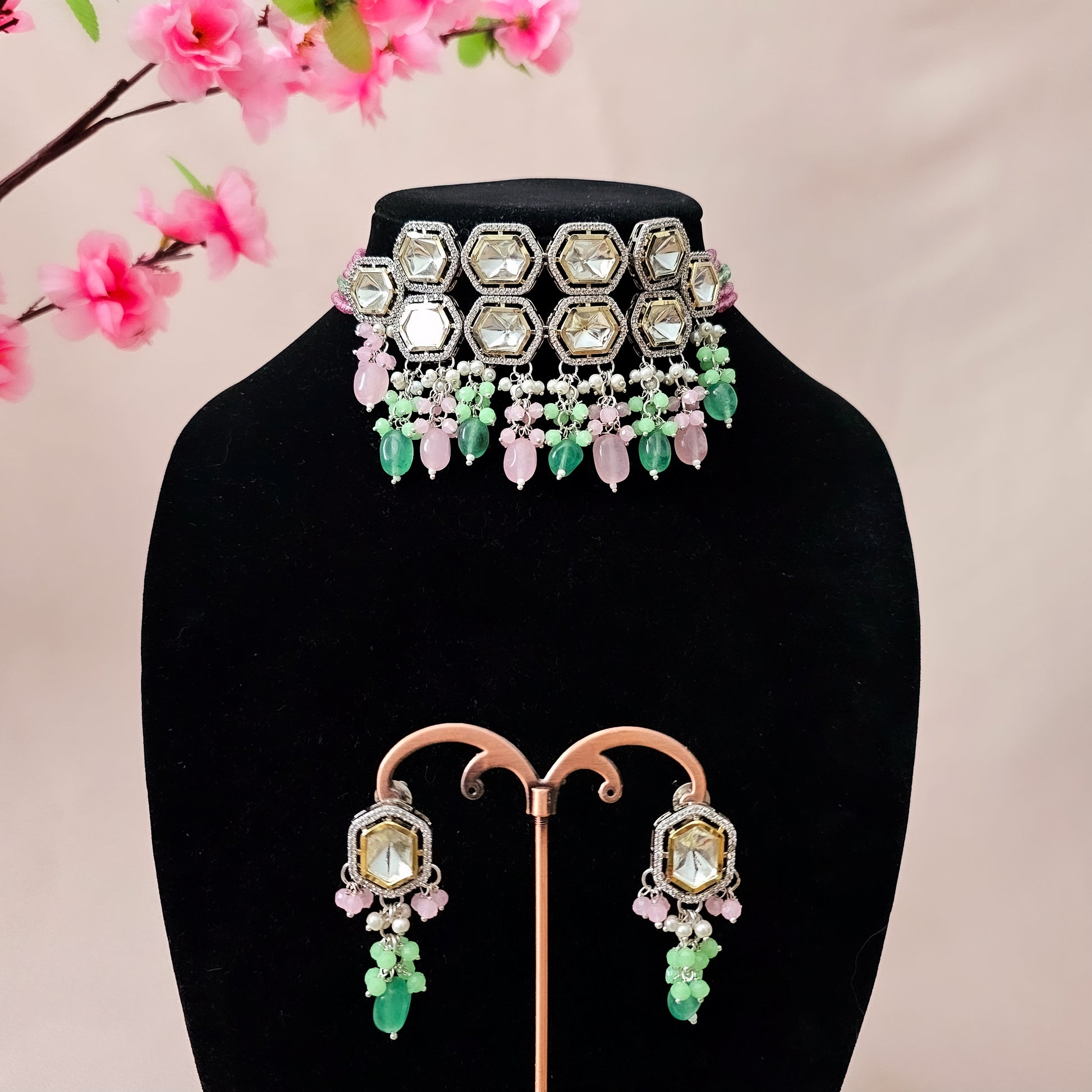 MOCHMC20147 - Silver-Plated Moissanite Choker Set