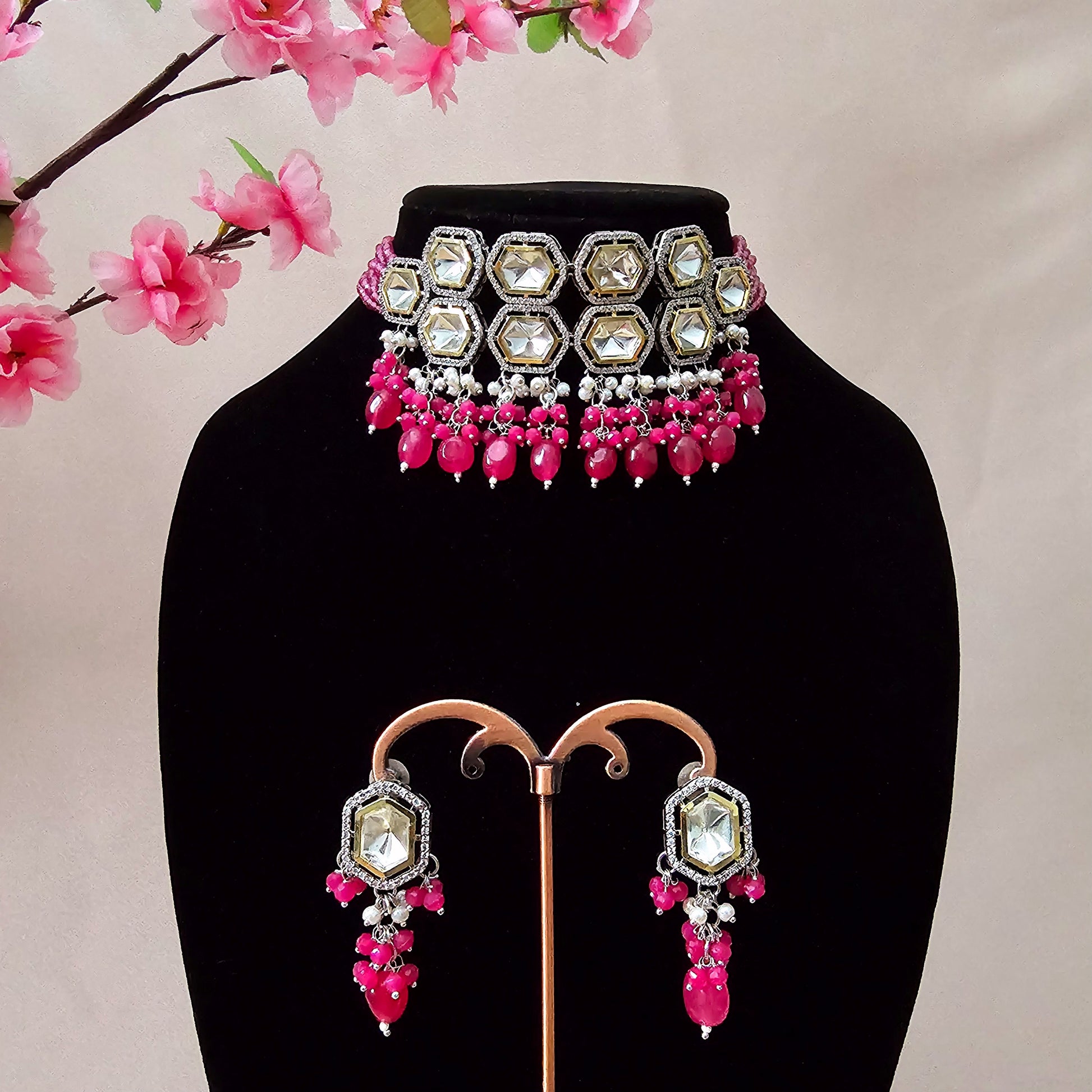 MOCHMC20147 - Silver-Plated Moissanite Choker Set