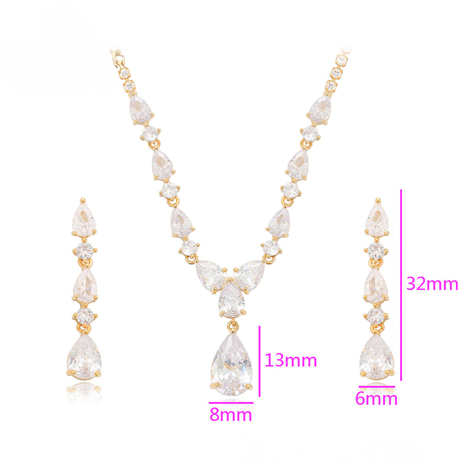 MGBFB00603 - 14K Gold-Plated Cubic Zirconia Necklace Set image 3