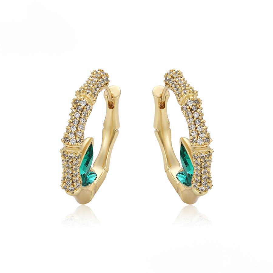 MG000905973 - 14K Gold-Plated Emerald Hoops image 1