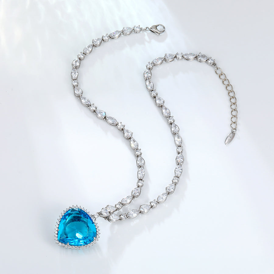 MG000814567 - Platinum Plated Aquamarine Heart Pendant image 0