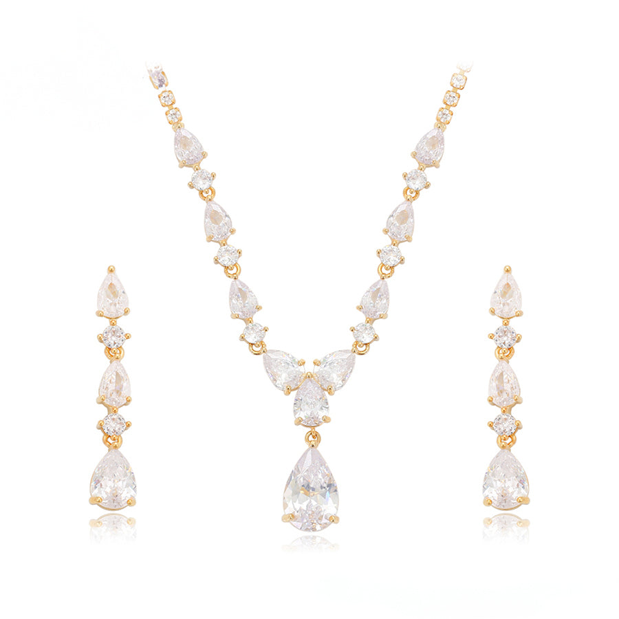 MGBFB00603 - 14K Gold-Plated Cubic Zirconia Necklace Set image 1