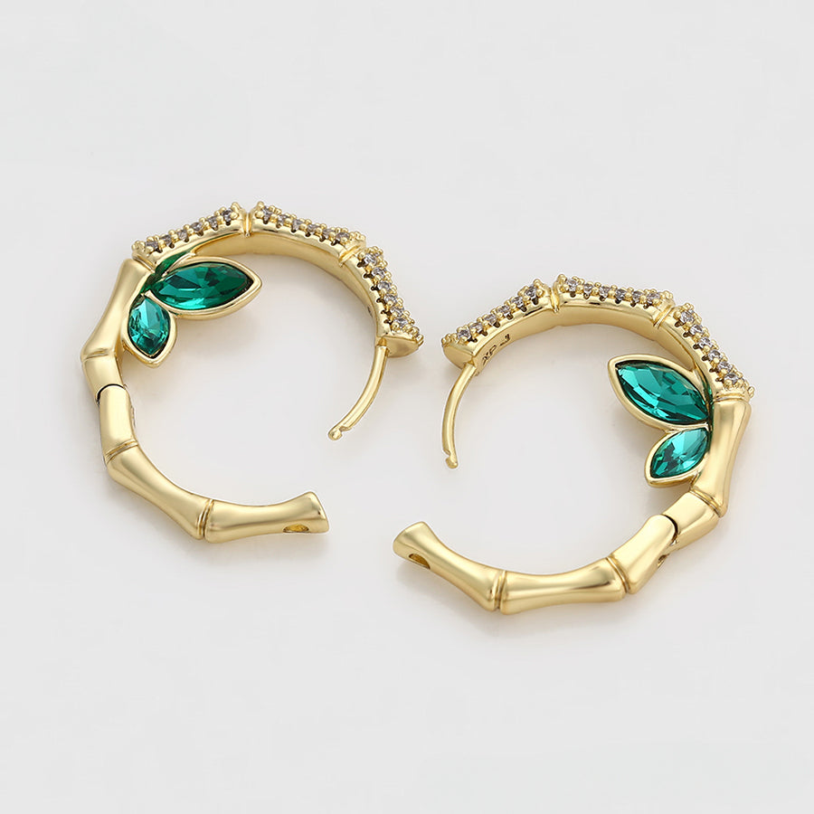 MG000905973 - 14K Gold-Plated Emerald Hoops image 4