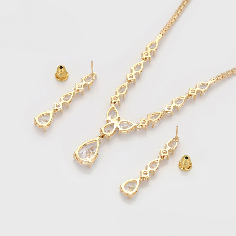 MGBFB00603 - 14K Gold-Plated Cubic Zirconia Necklace Set image 5