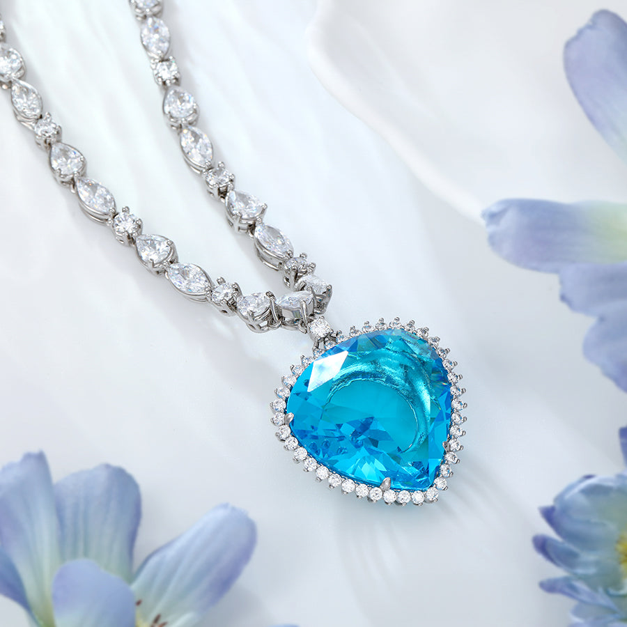 MG000814567 - Platinum Plated Aquamarine Heart Pendant image 5