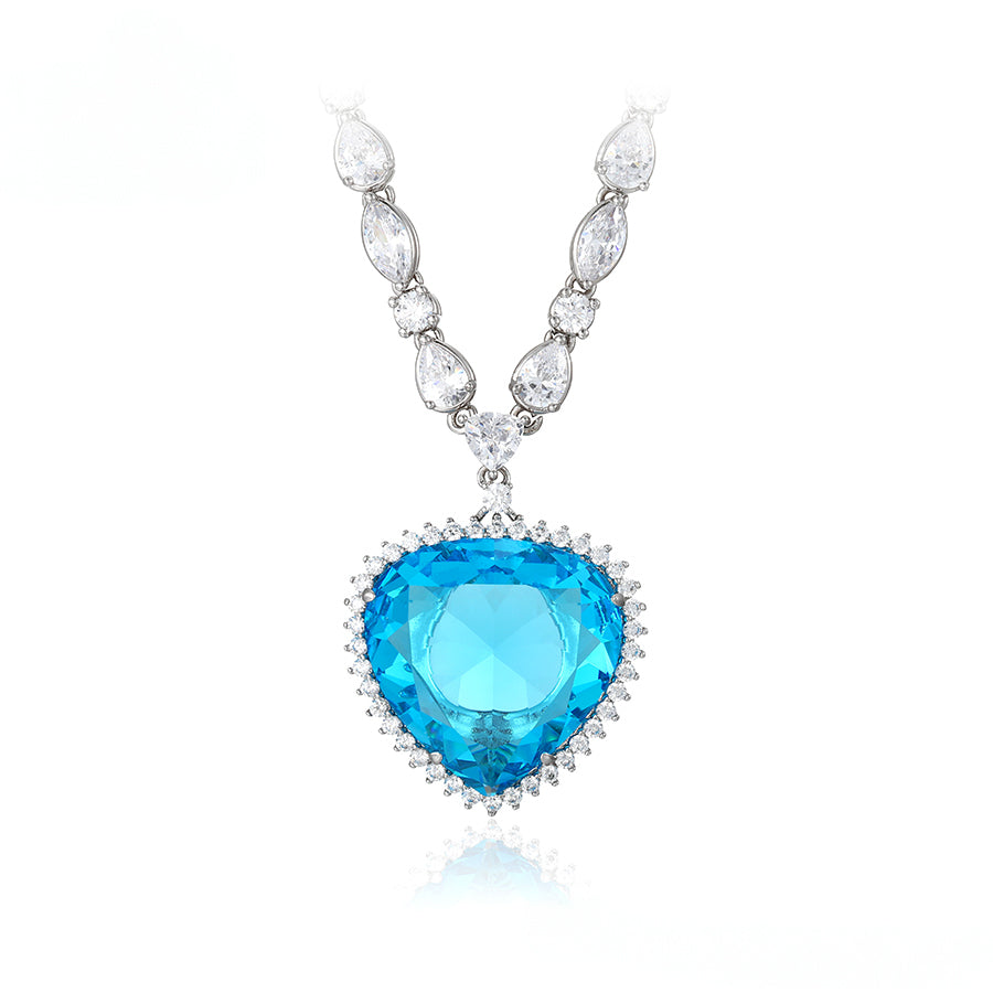 MG000814567 - Platinum Plated Aquamarine Heart Pendant image 6