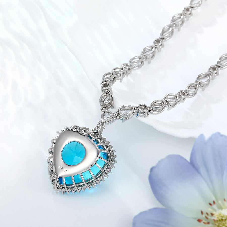 MG000814567 - Platinum Plated Aquamarine Heart Pendant image 4