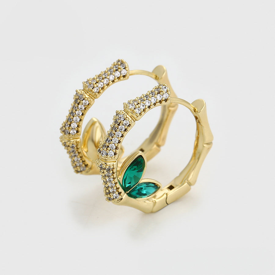 MG000905973 - 14K Gold-Plated Emerald Hoops image 0