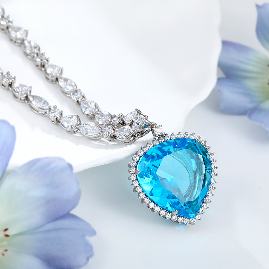MG000814567 - Platinum Plated Aquamarine Heart Pendant image 3