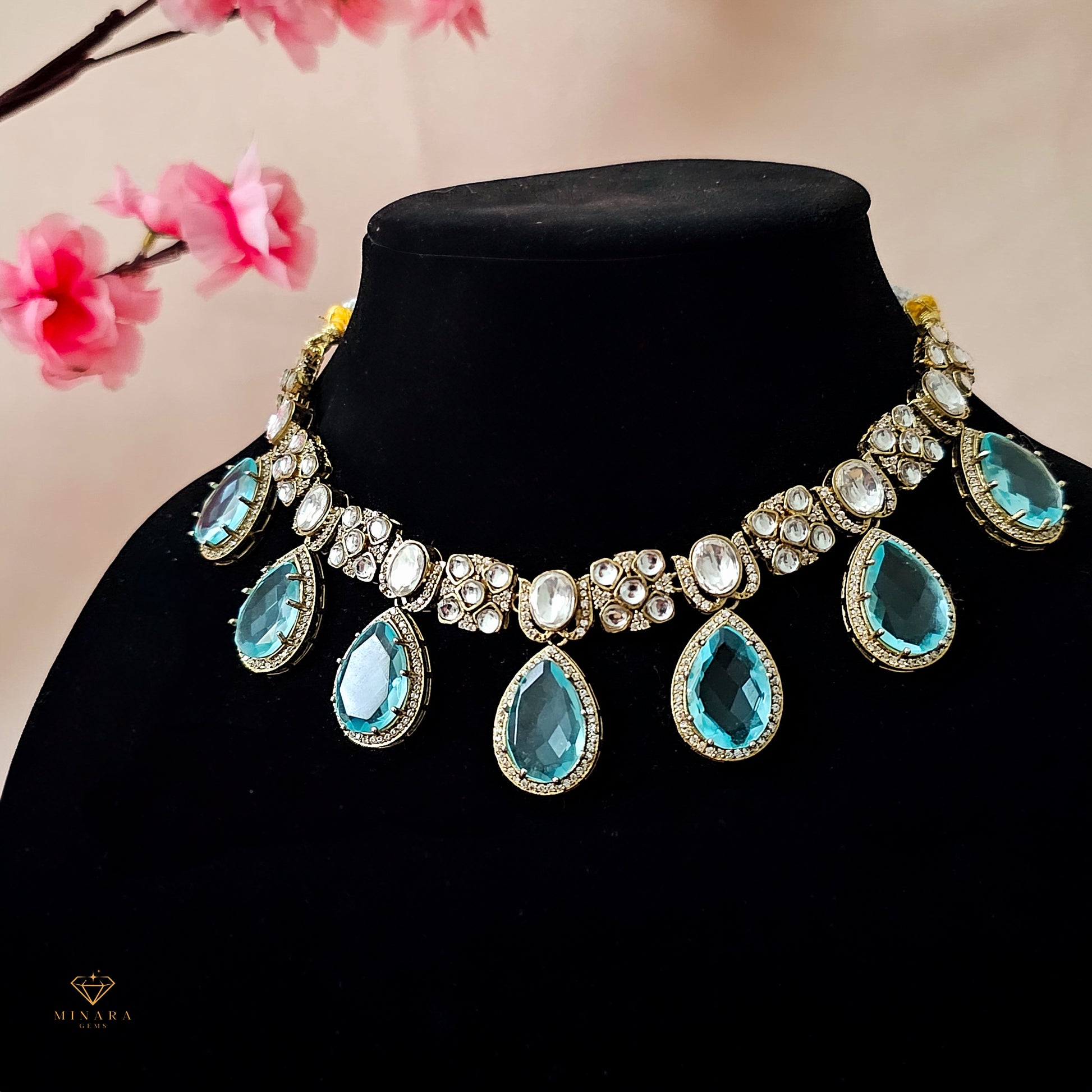 MONESB0148- Gold Plated Moissanite Necklace Set image 1