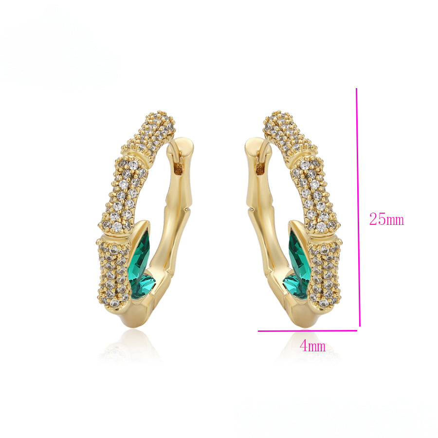 MG000905973 - 14K Gold-Plated Emerald Hoops image 2