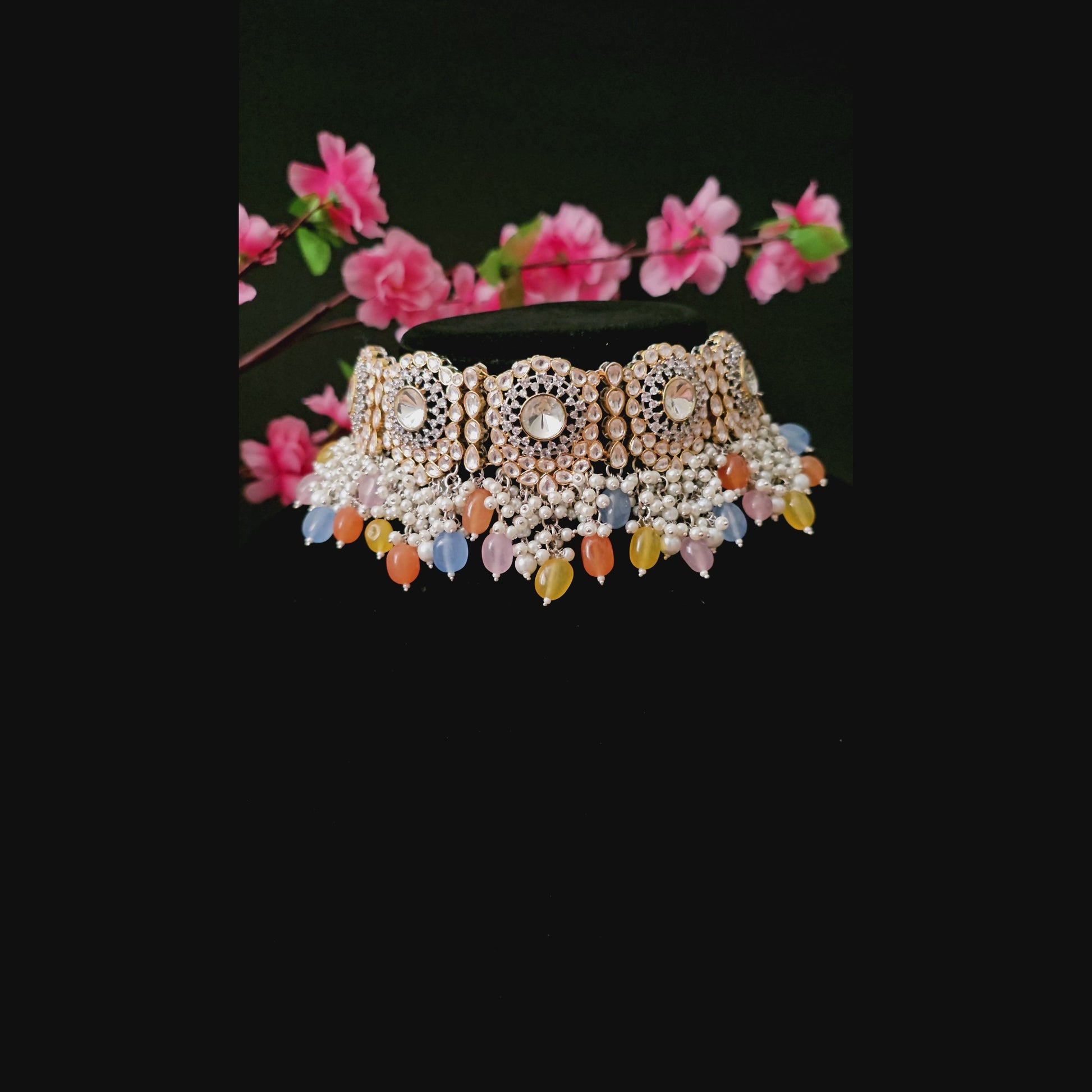 KUNEMC0137 - Silver-Plated Moissanite Choker Set