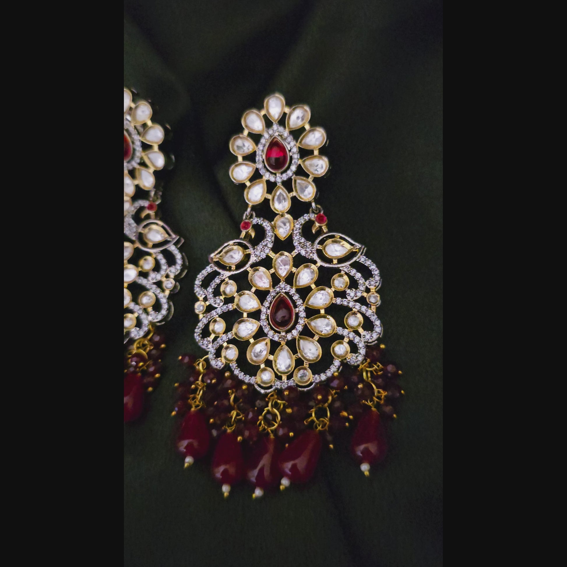MNEAMR0198 - Silver Plated Uncut Kundan Peacock Earrings