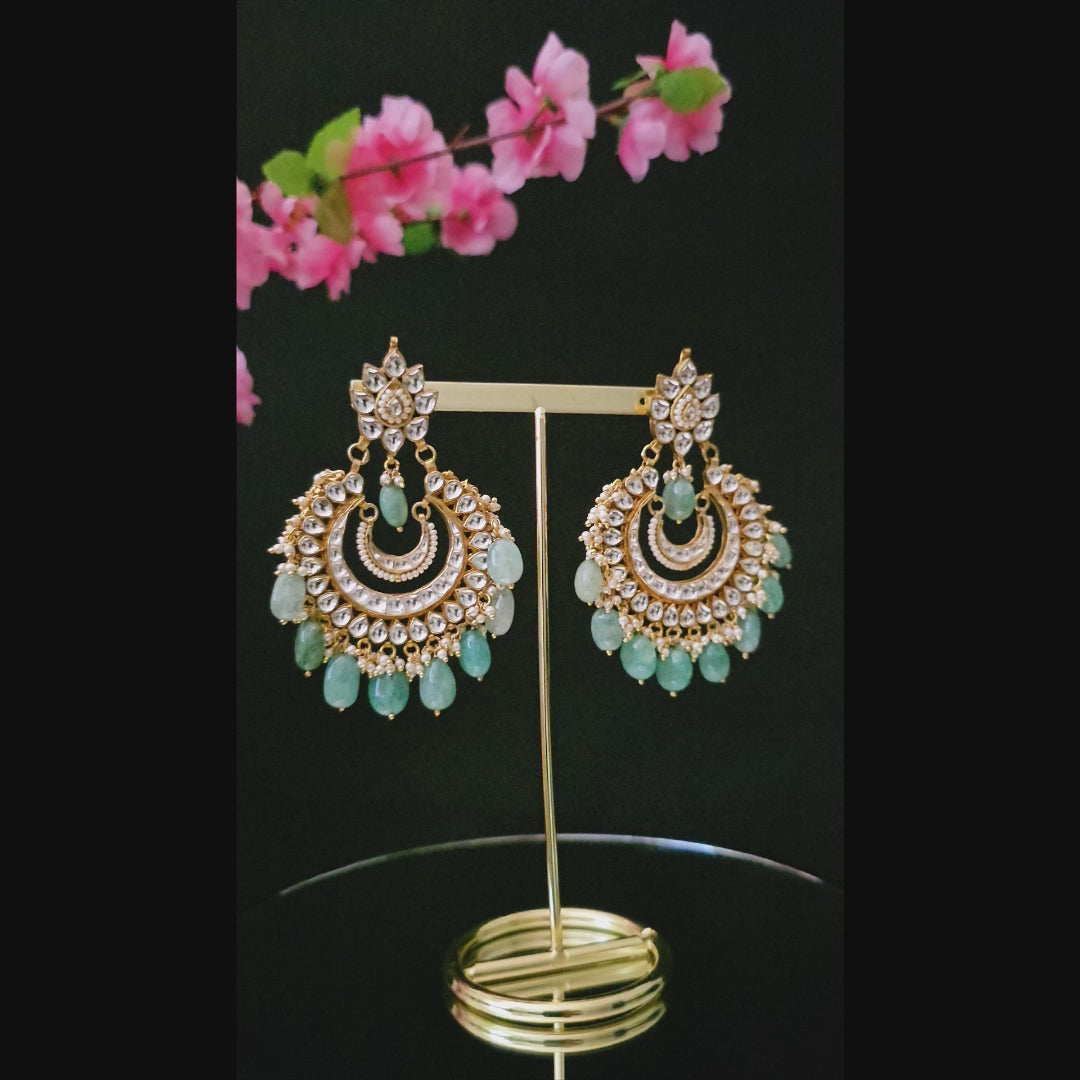 PKEAMI0199 - Gold Plated Paachi Kundan Chandbaali Earrings