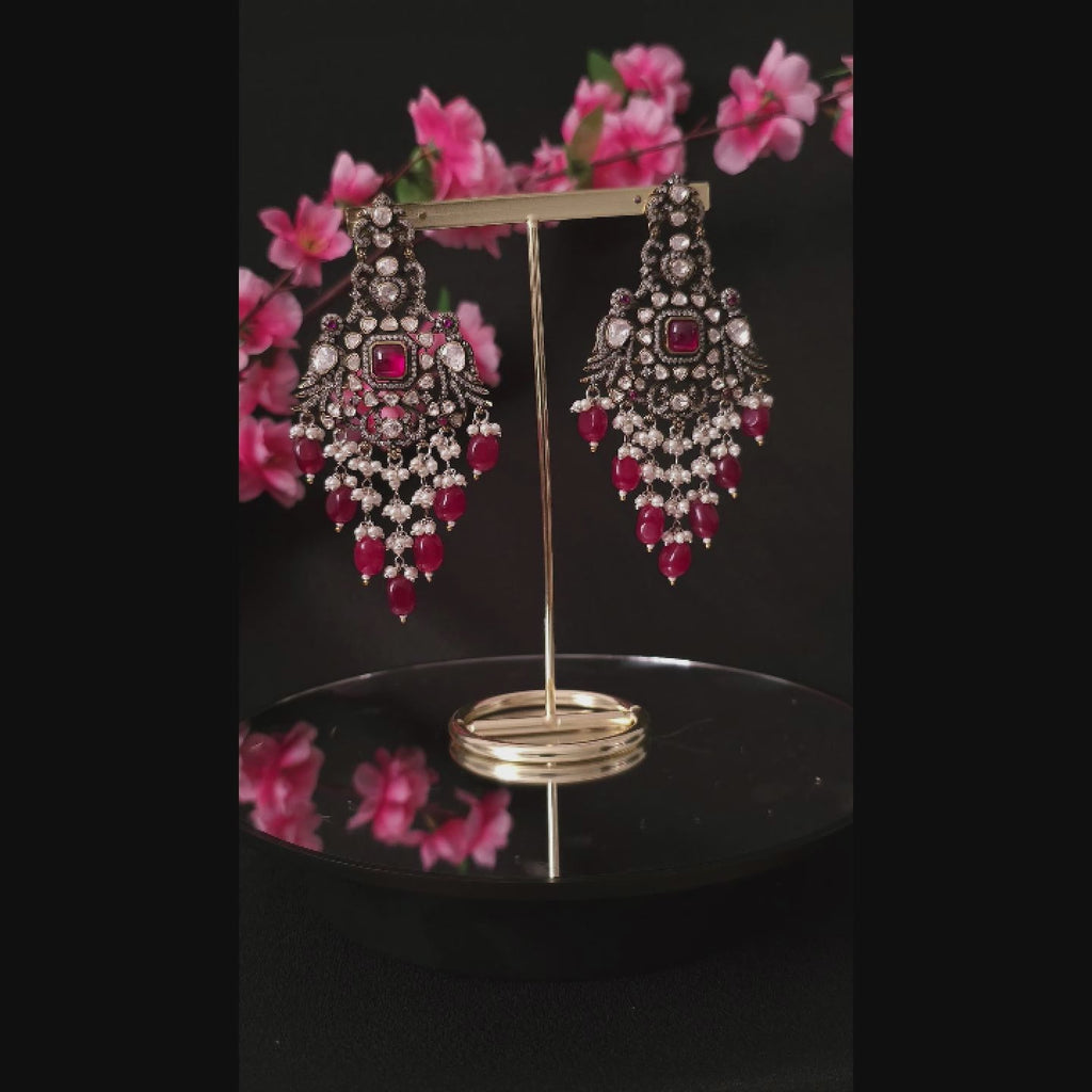 MOEAMA0203 - Antique Moissanite Polki Peacock Earrings