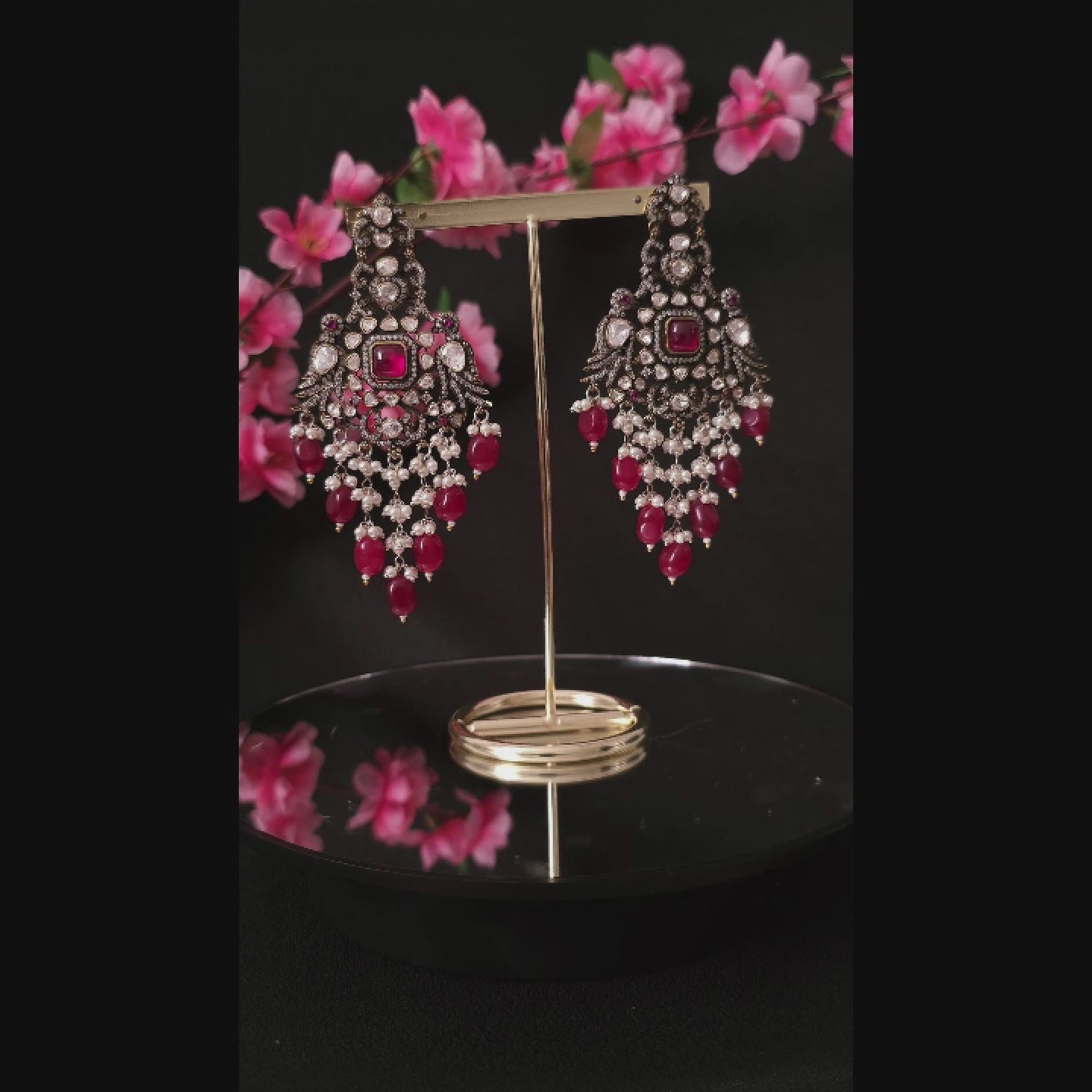 MOEAMA0203 - Antique Moissanite Polki Peacock Earrings