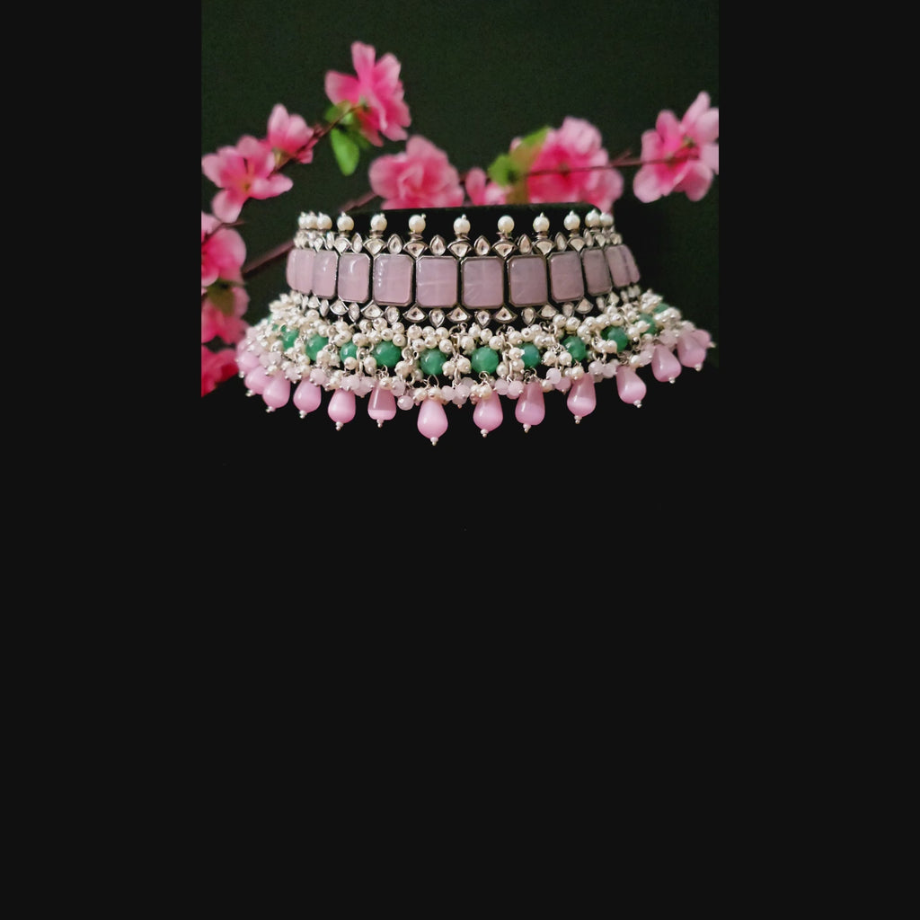 MOCHBP0170 - Victorian Polish Choker Set with Monalisa Stones