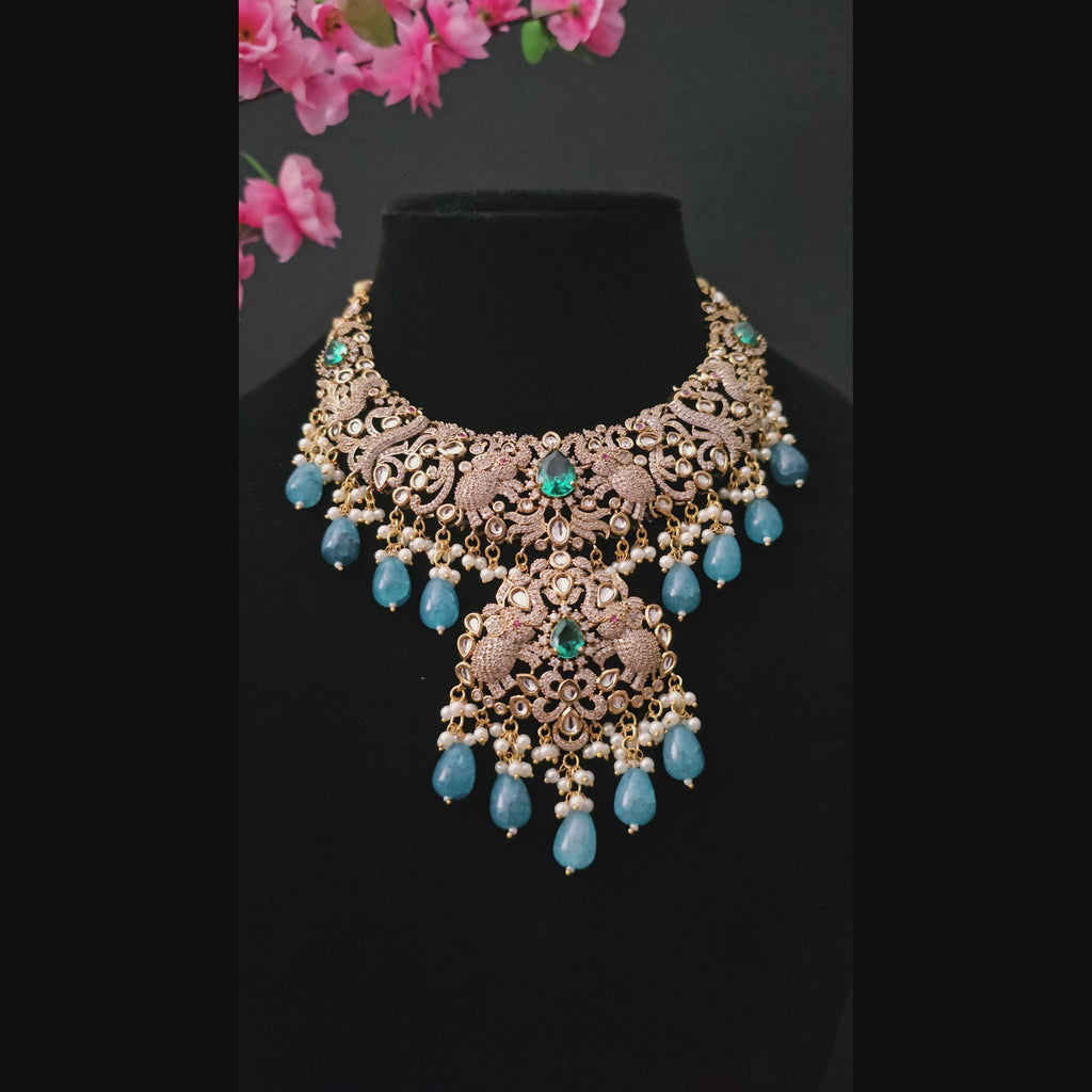 MONEMA20170 - Gold Plated Moissanite Necklace Set