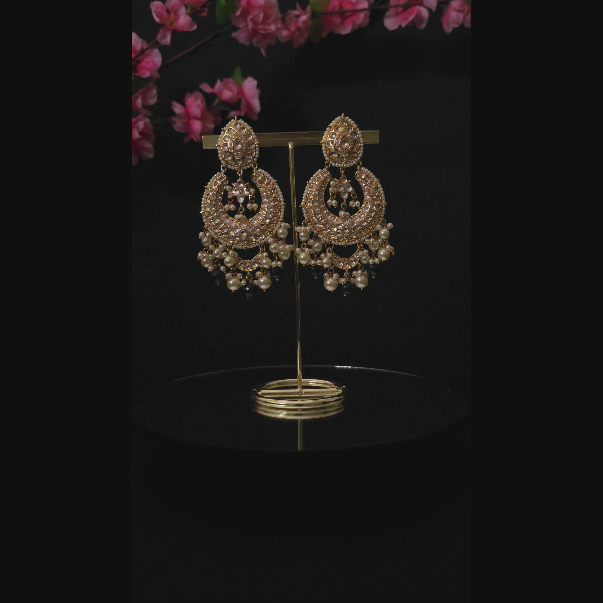 KUEAGR0201 - Gold-Plated Polki ChandBaali Earrings